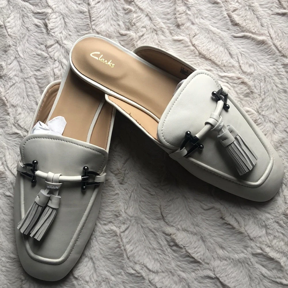 Clarks Leather Pure2 Trim Comfort Flats Slides